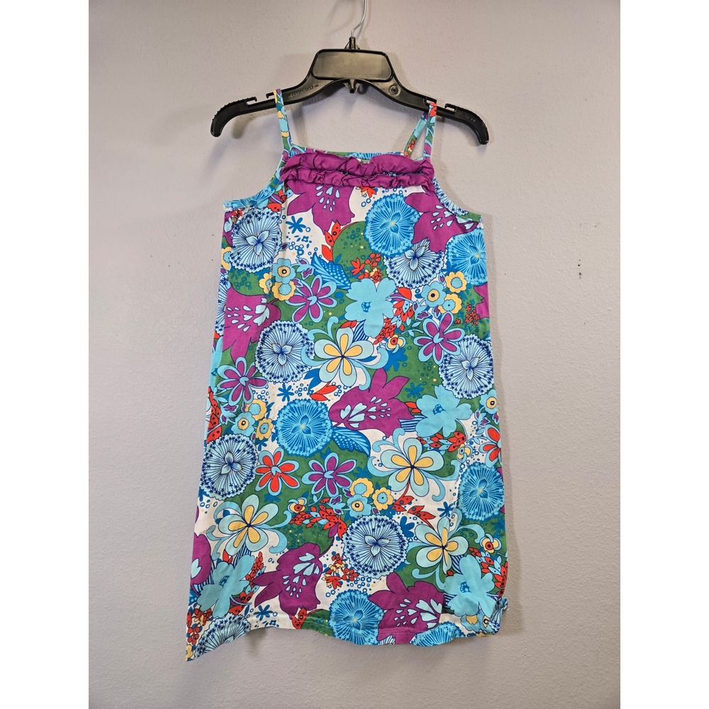 Hanna Andersson Floral Ruffle Sleeveless Cotton Summer Dress 140